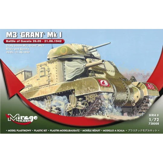 M3 GRANT Mk I Battle of GAZALA -21.06.42, 1/72 - Mirage Hobby 728008 M3 GRANT Mk I Battle of GAZALA -21.06.42, 1/72 - Mirage Hobby 728008