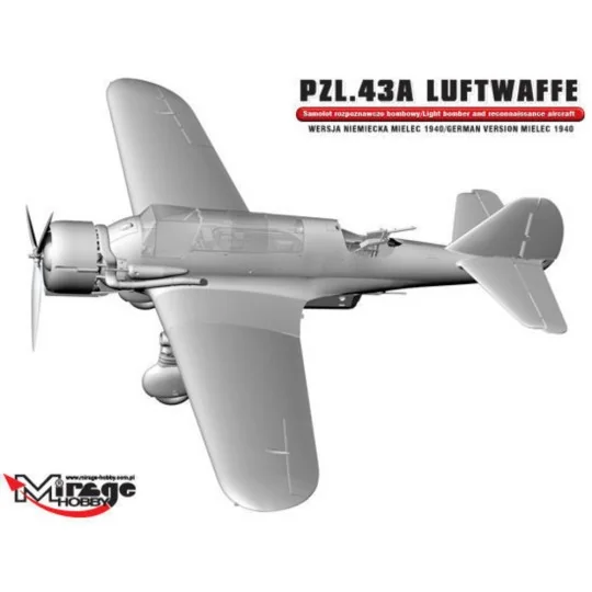 PZL.43A Luftwaffe Germ.Vers. MIELEC 1940, 1/48 - Mirage Hobby 481311 PZL.43A Luftwaffe Germ.Vers. MIELEC 1940, 1/48 - Mirage Hobby 481311