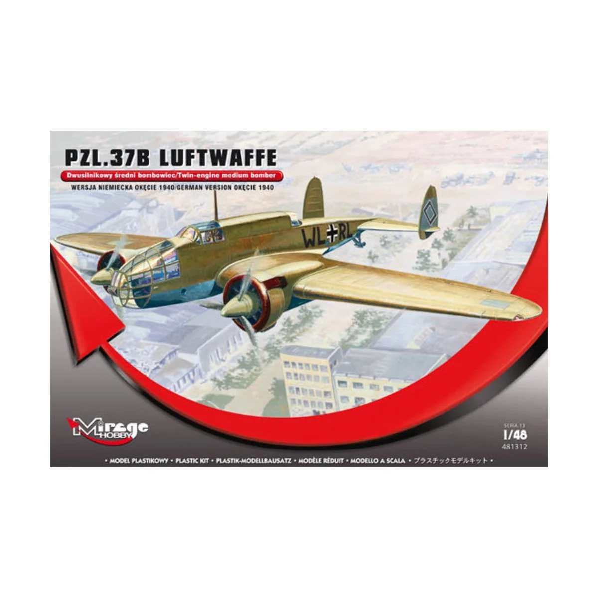 PZL.37B Luftwaffe Germ.Vers. Okecie 1940, 1/48 - Mirage Hobby 481312
