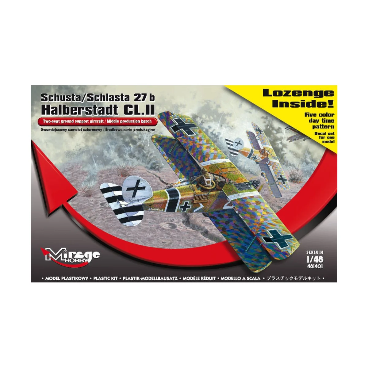 Schusta/Schlasta 27b Halberstadt + color, 1/48 - Mirage Hobby 481401 Schusta/Schlasta 27b Halberstadt + color, 1/48 - Mirage Hobby 481401