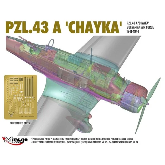 PZL.43 A 'CHAYKA' Bulgarian Air Force 1941-1944, 1/48 - Mirage Hobb... PZL.43 A 'CHAYKA' Bulgarian Air Force 1941-1944, 1/48 - Mirage Hobb...