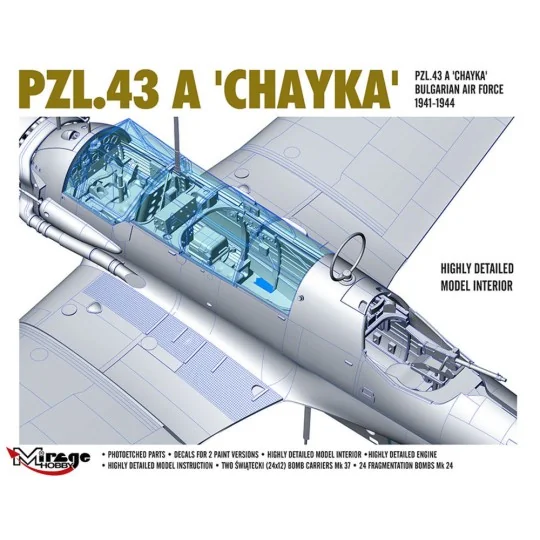 PZL.43 A 'CHAYKA' Bulgarian Air Force 1941-1944, 1/48 - Mirage Hobb... PZL.43 A 'CHAYKA' Bulgarian Air Force 1941-1944, 1/48 - Mirage Hobb...