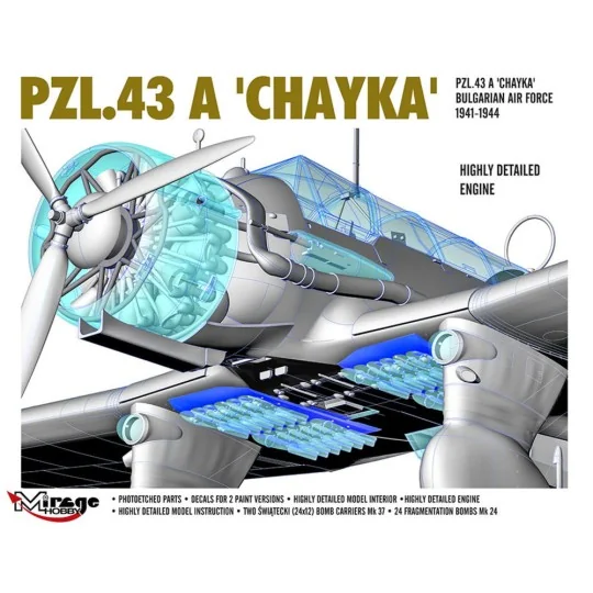 PZL.43 A 'CHAYKA' Bulgarian Air Force 1941-1944, 1/48 - Mirage Hobb... PZL.43 A 'CHAYKA' Bulgarian Air Force 1941-1944, 1/48 - Mirage Hobb...