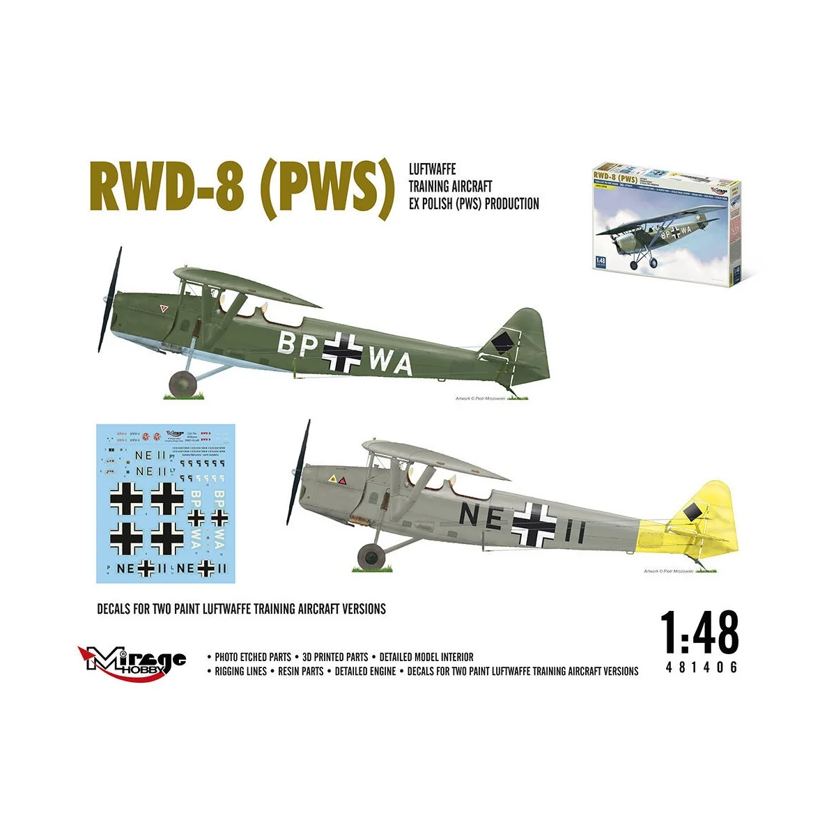 RWD-8 (PWS) Luftwaffe training aircraft ex Polisch Produktion, 1/48...