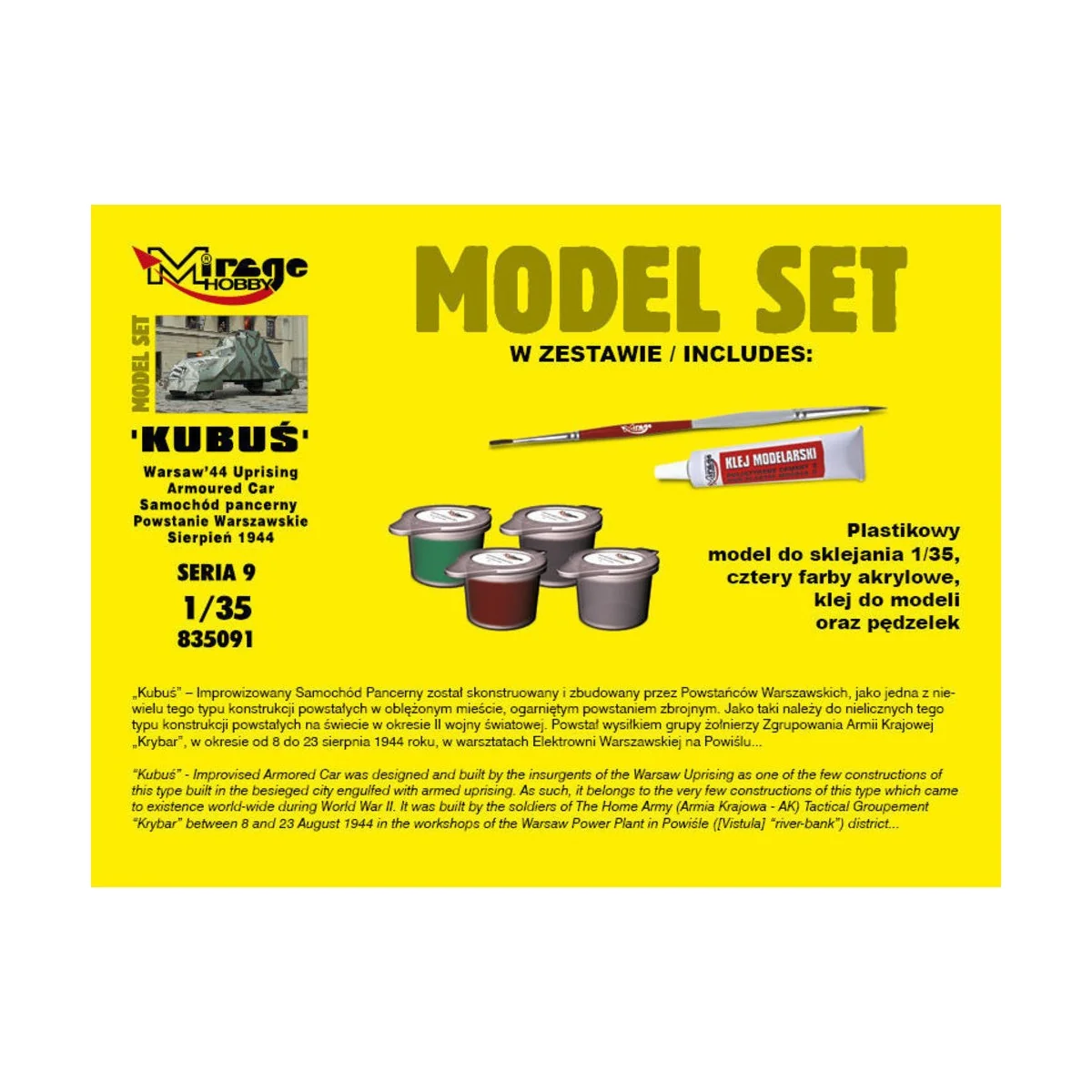 Kubus(Warsaw'44 Uprising Armoured Car) Model Set, 1/35 - Mirage Hob...