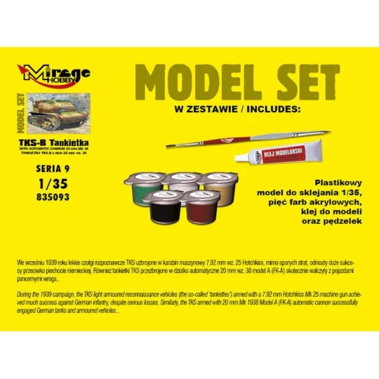 Tankette TKS-B(w/automatic cannon 20mm Mk.38) (Model Set) - Mirage ...