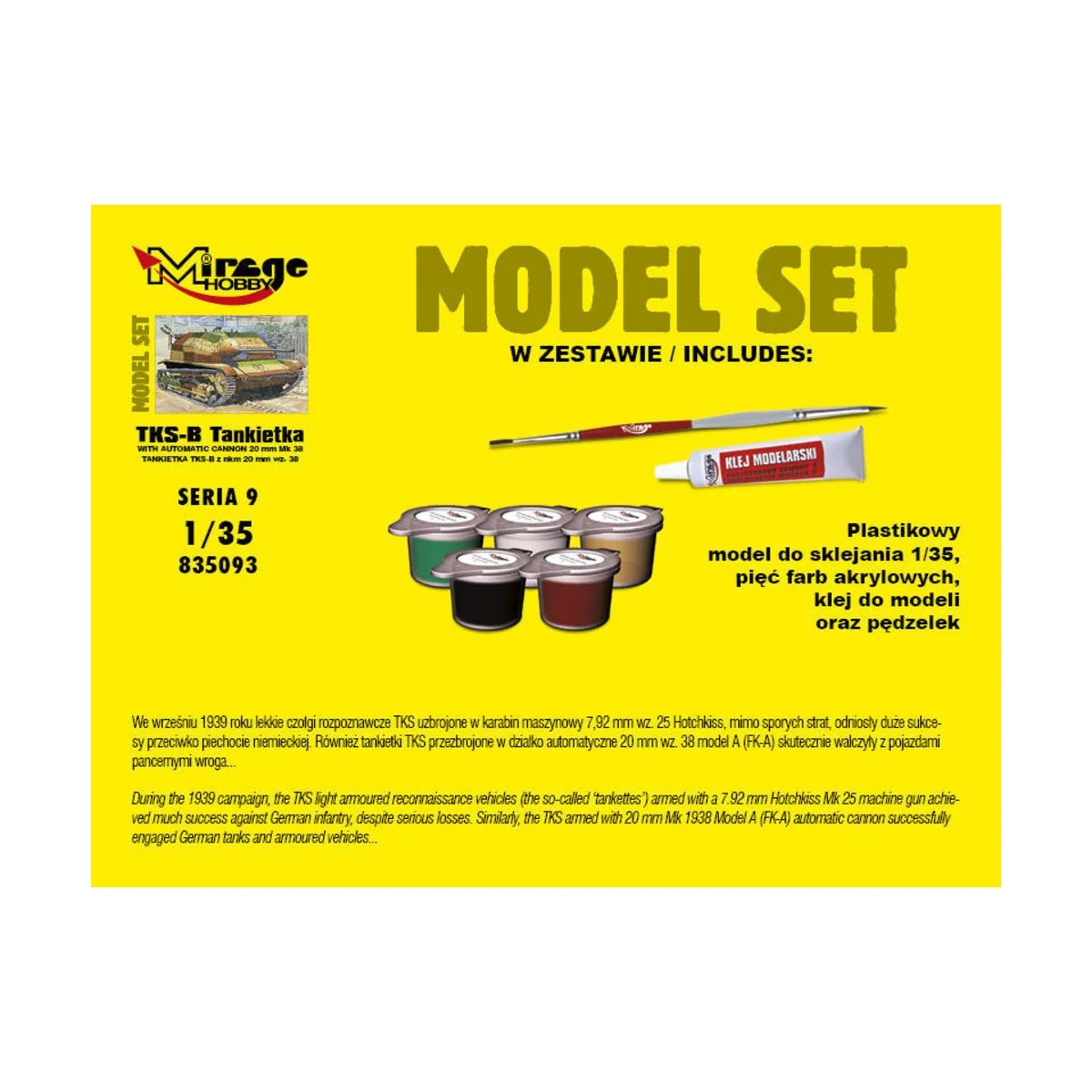 Tankette TKS-B(w/automatic cannon 20mm Mk.38) (Model Set) - Mirage ...