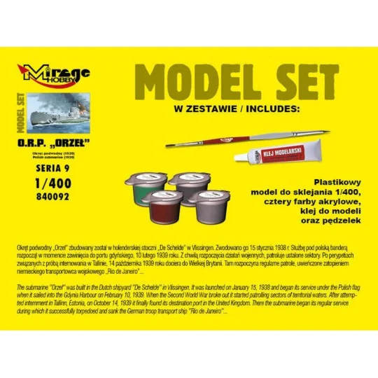 ORP"Orzel"(Polish Submarine1939)ModelSet - Mirage Hobby 840092