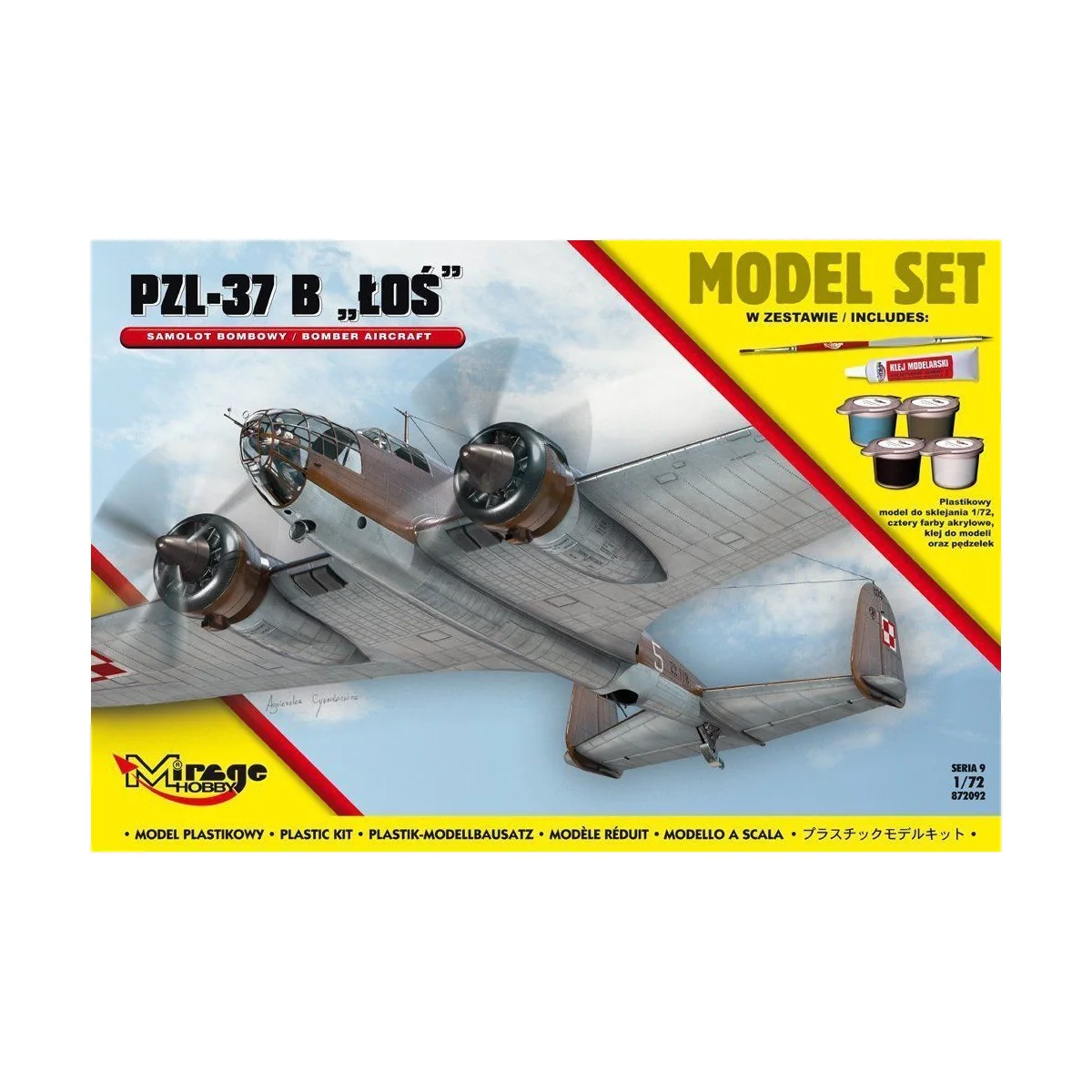 PZL-37 B Los (Polish Bomber Aircraft) Model Set - Mirage Hobby 872092