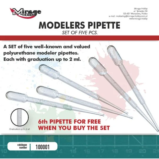 MIRAGE MODELLERS PIPETTES (5 pcs + 1 free pc. / each 2 ml) - Mirage...