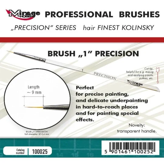 MIRAGE BRUSH PRECISION KOLINSKY SIZE 1 - Mirage Hobby 100025