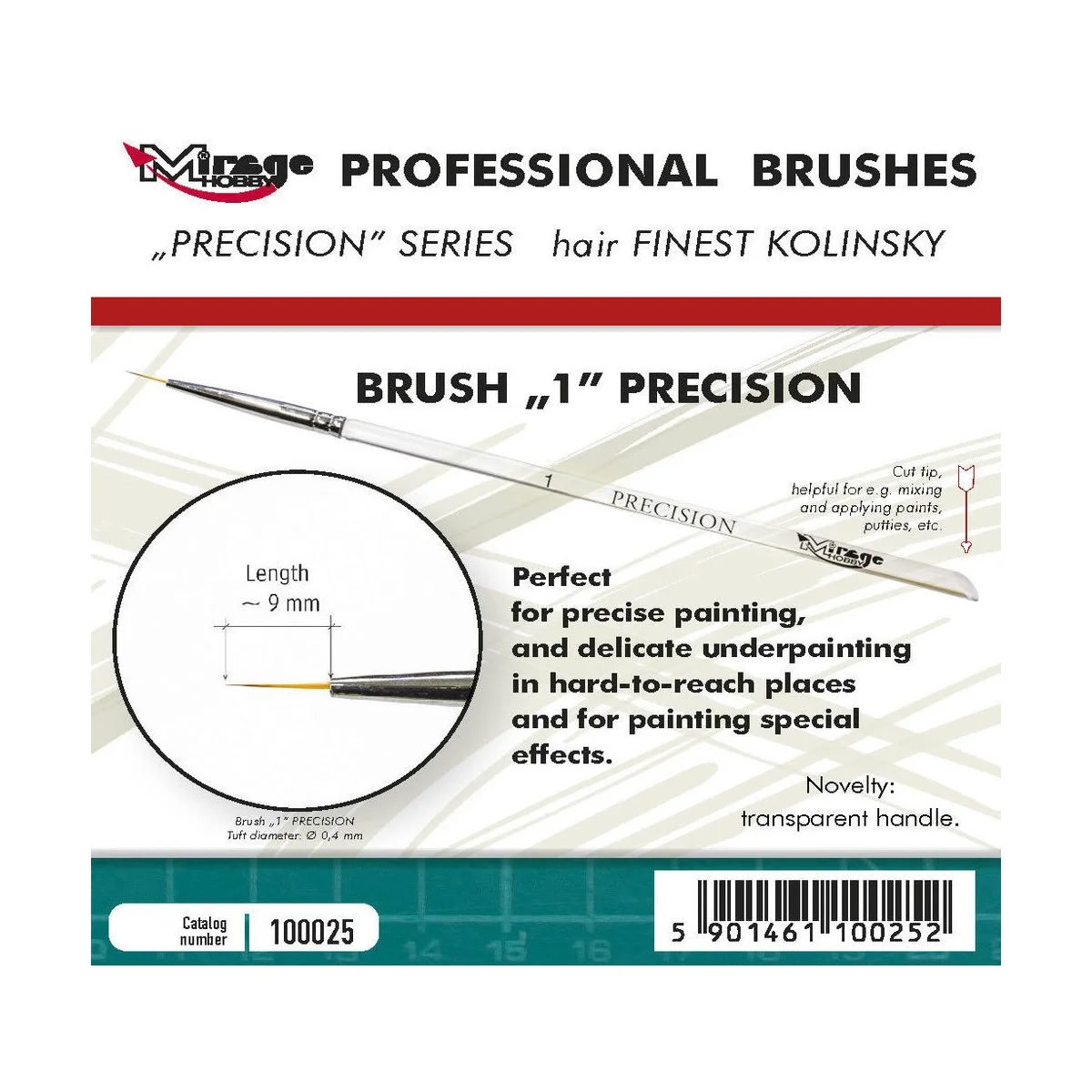 MIRAGE BRUSH PRECISION KOLINSKY SIZE 1 - Mirage Hobby 100025