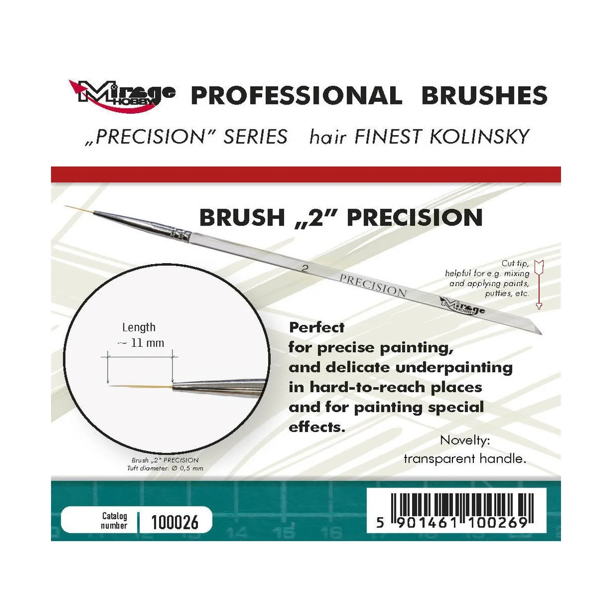 MIRAGE BRUSH PRECISION KOLINSKY SIZE 2 - Mirage Hobby 100026
