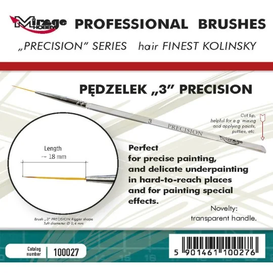 MIRAGE BRUSH PRECISION KOLINSKY SIZE 3 - Mirage Hobby 100027