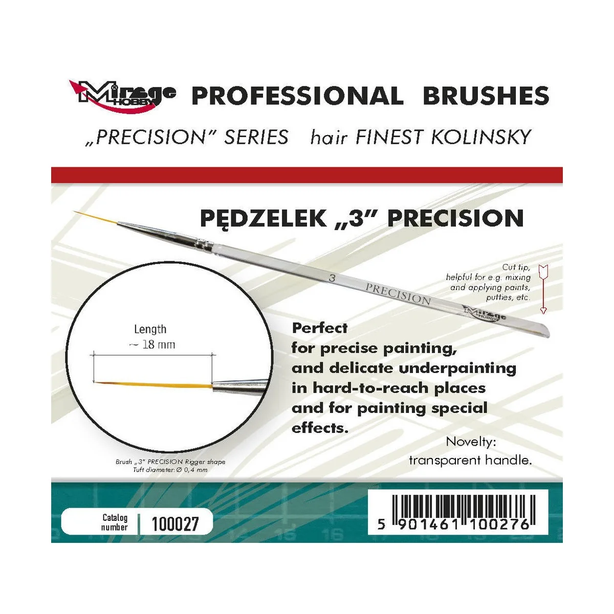 MIRAGE BRUSH PRECISION KOLINSKY SIZE 3 - Mirage Hobby 100027