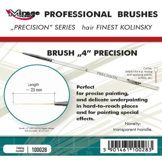 MIRAGE BRUSH PRECISION KOLINSKY SIZE 4 - Mirage Hobby 100028
