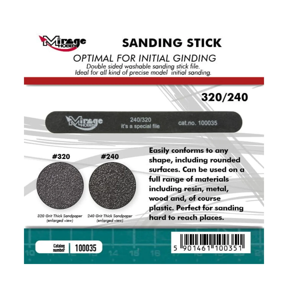 MIRAGE Sanding Stick Double Grid 240/320 - Mirage Hobby 100035