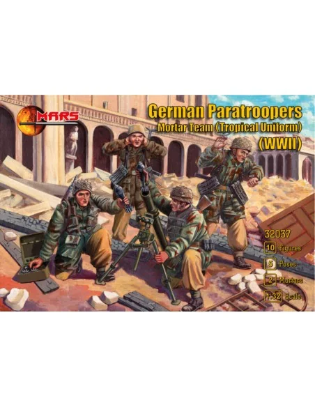 German Paratroopers Mortar Team (Tropical Uniform) WWII, 1/32 - Mar...