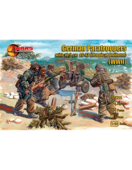 German Paratroopers with 10.5cm LG42 (Tropical Uniform) WWII, 1/32 ...