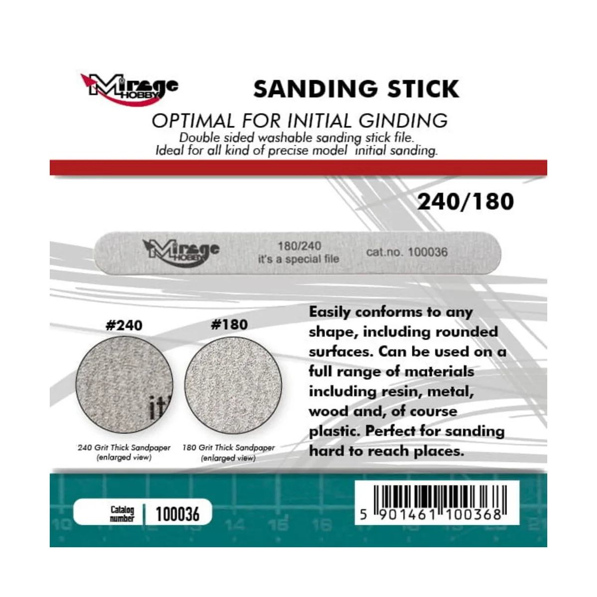 MIRAGE Sanding Stick Double Grid 180/240 - Mirage Hobby 100036