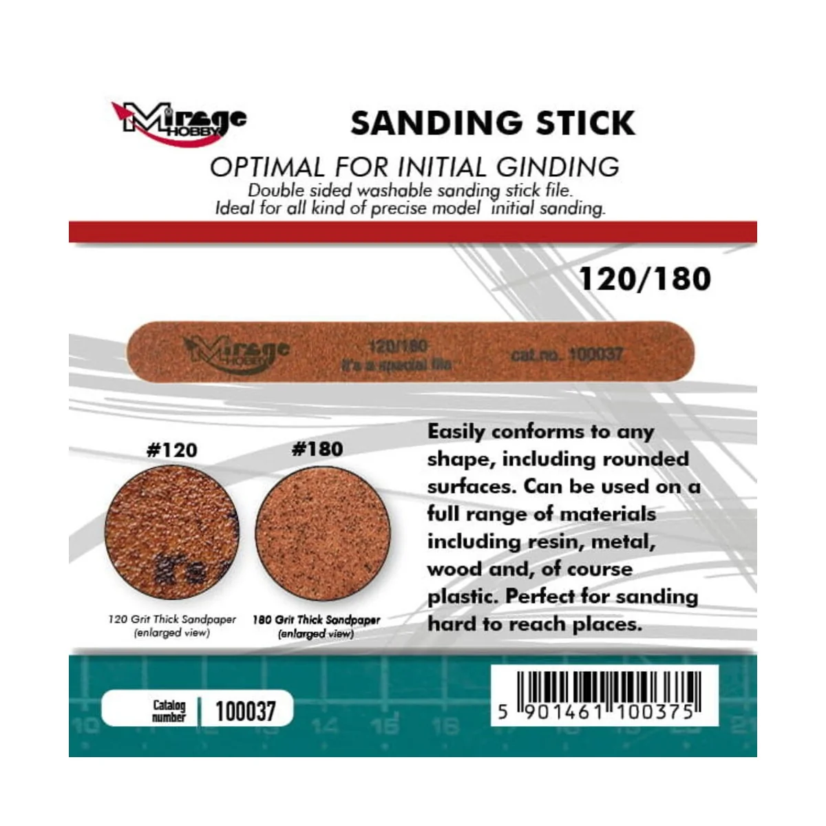 MIRAGE Sanding Stick Double Grid 120/180 - Mirage Hobby 100037