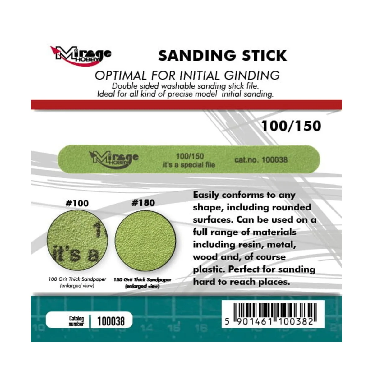 MIRAGE Sanding Stick Double Grid 100/150 - Mirage Hobby 100038