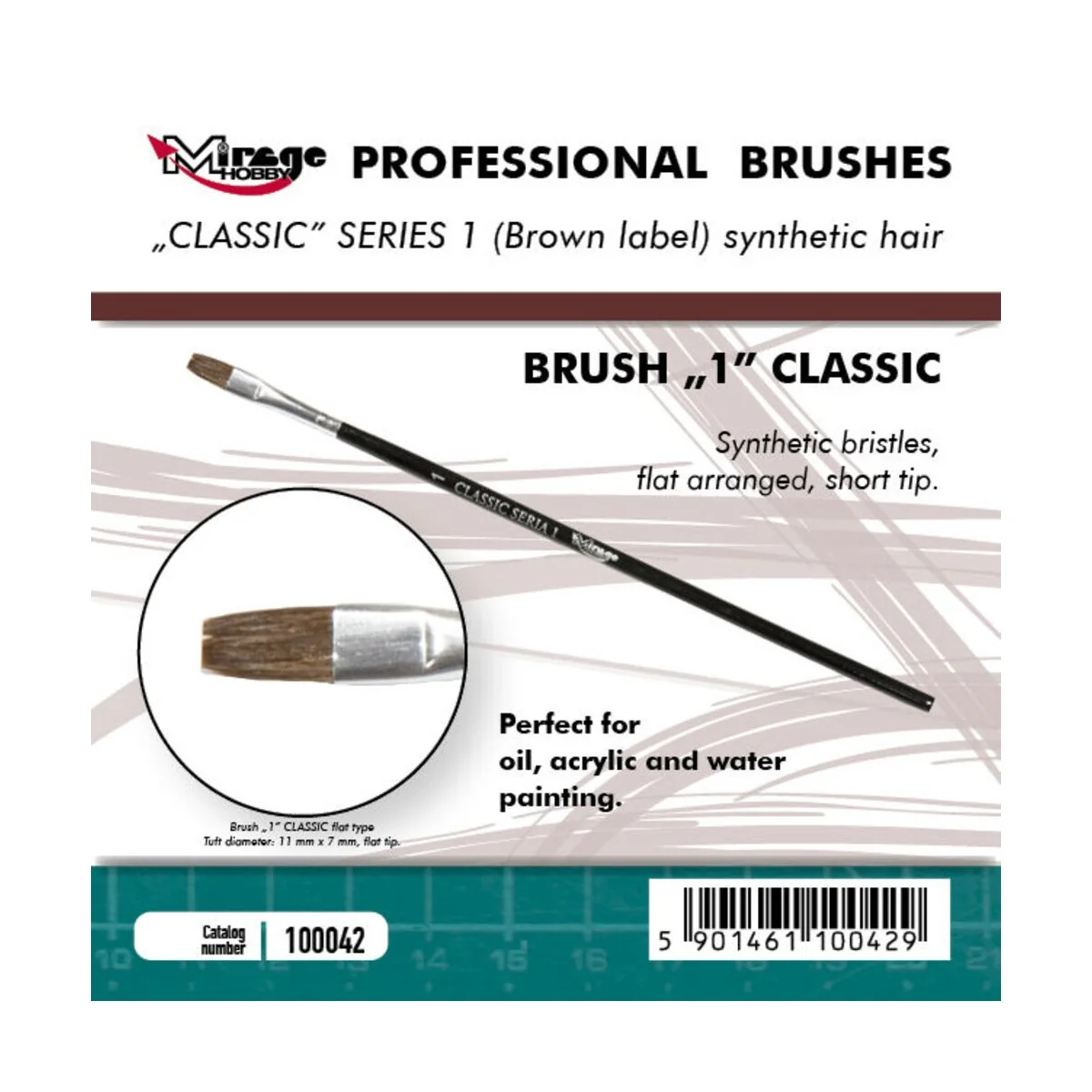 MIRAGE BRUSH FLAT HIGH QUALITY CLASSIC SERIES 1 size 1 - Mirage Hob...