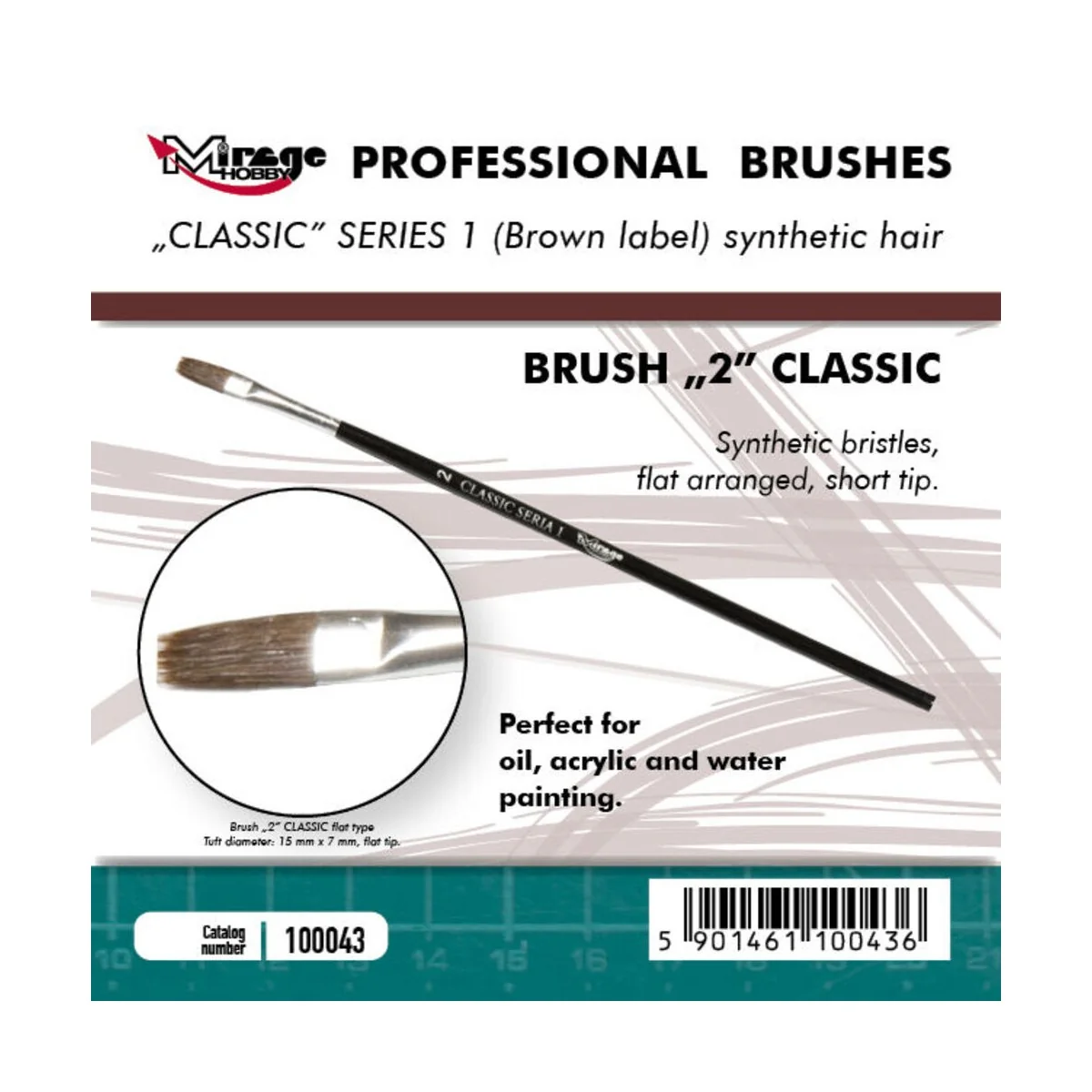 MIRAGE BRUSH FLAT HIGH QUALITY CLASSIC SERIES 1 size 2 - Mirage Hob...