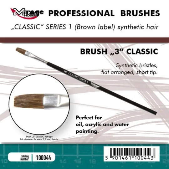 MIRAGE BRUSH FLAT HIGH QUALITY CLASSIC SERIES 1 size 3 - Mirage Hob...