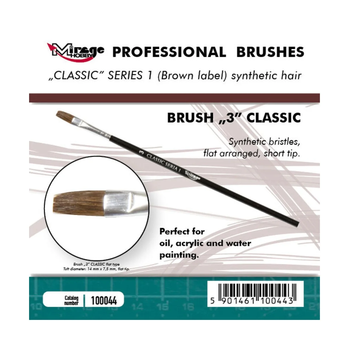 MIRAGE BRUSH FLAT HIGH QUALITY CLASSIC SERIES 1 size 3 - Mirage Hob...