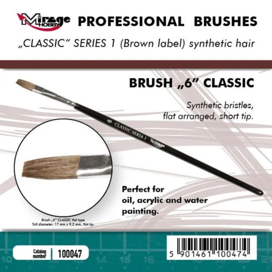 MIRAGE BRUSH FLAT HIGH QUALITY CLASSIC SERIES 1 size 6 - Mirage Hob...