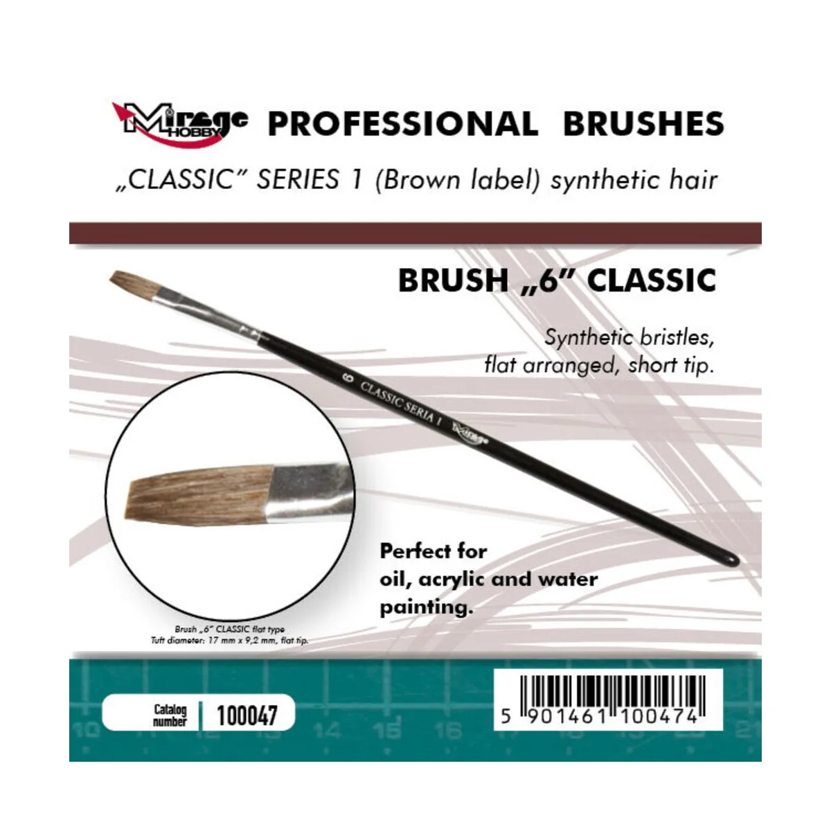 MIRAGE BRUSH FLAT HIGH QUALITY CLASSIC SERIES 1 size 6 - Mirage Hob...