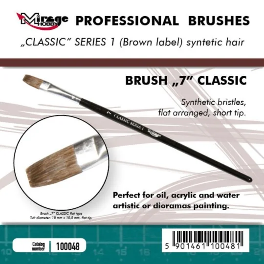 MIRAGE BRUSH FLAT HIGH QUALITY CLASSIC SERIES 1 size 7 - Mirage Hob...