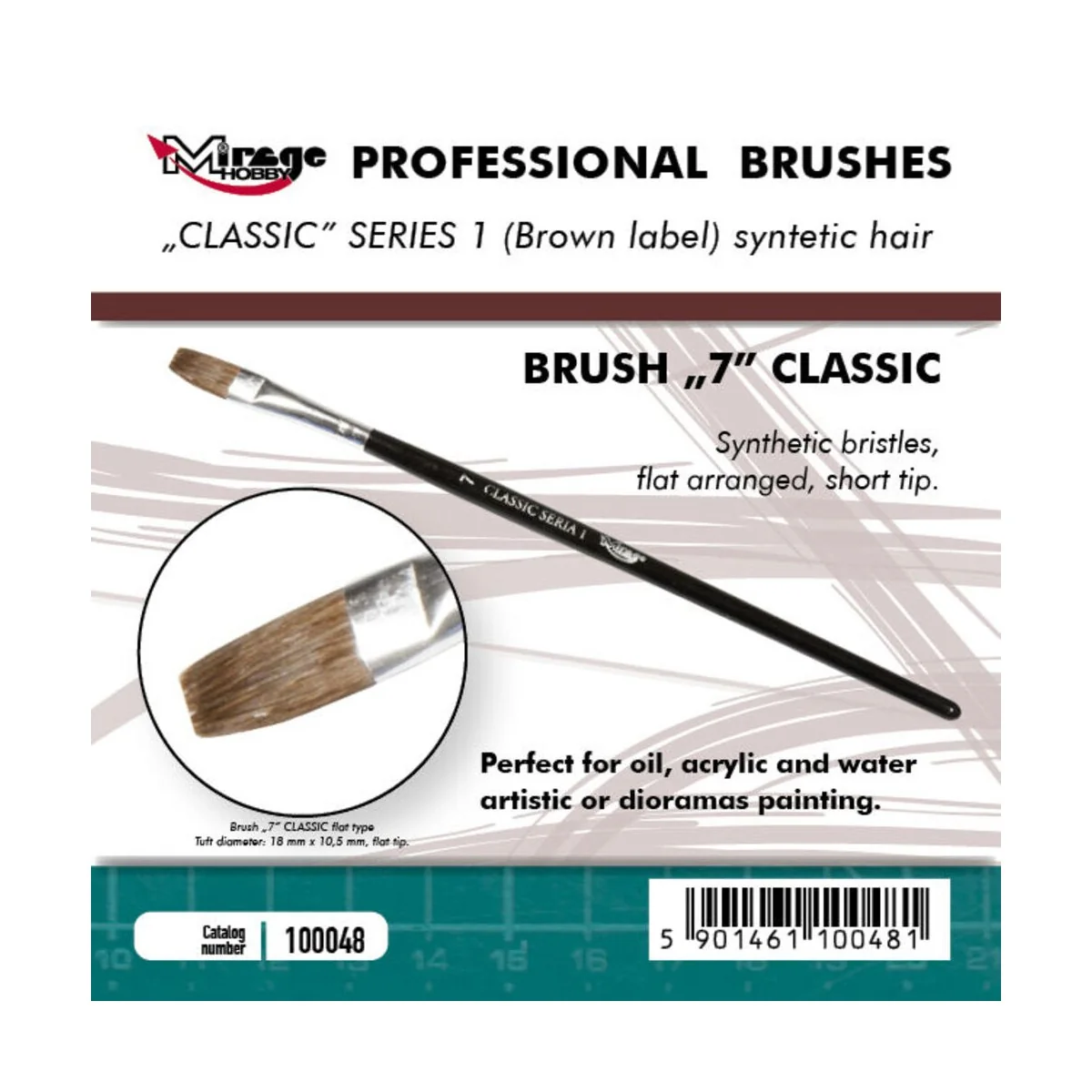 MIRAGE BRUSH FLAT HIGH QUALITY CLASSIC SERIES 1 size 7 - Mirage Hob...