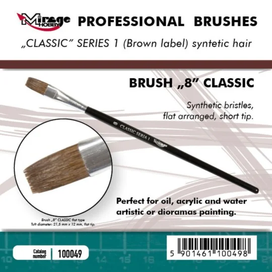 MIRAGE BRUSH FLAT HIGH QUALITY CLASSIC SERIES 1 size 8 - Mirage Hob...