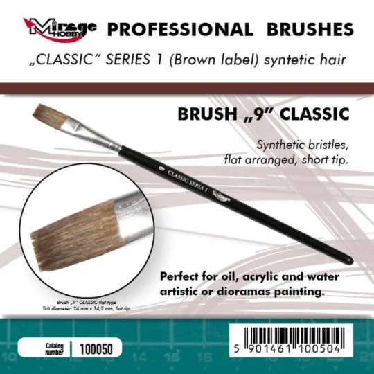 MIRAGE BRUSH FLAT HIGH QUALITY CLASSIC SERIES 1 size 9 - Mirage Hob...