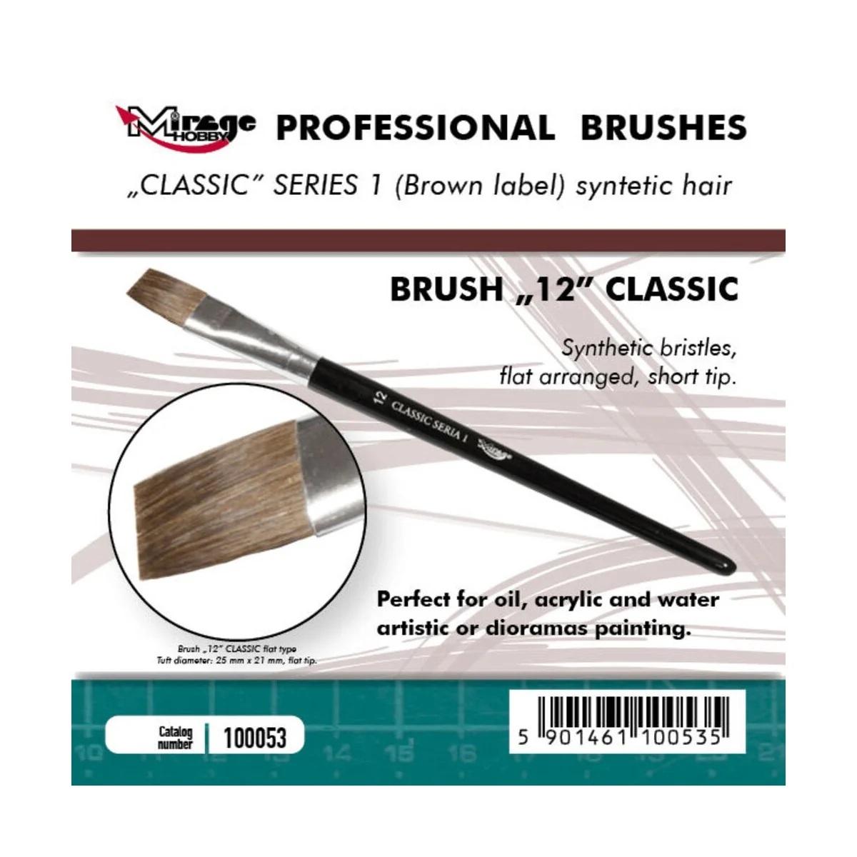 MIRAGE BRUSH FLAT HIGH QUALITY CLASSIC SERIES 1 size 12 - Mirage Ho...