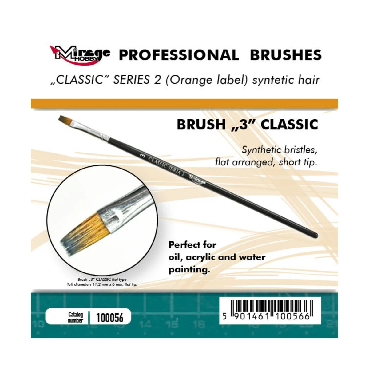 MIRAGE BRUSH FLAT HIGH QUALITY CLASSIC SERIES 2 size 3 - Mirage Hob...