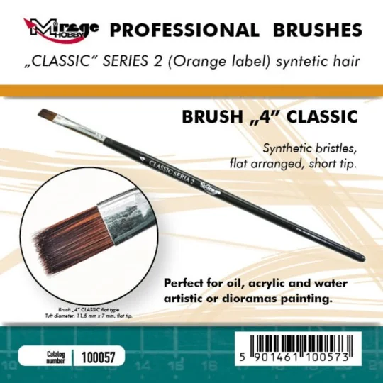MIRAGE BRUSH FLAT HIGH QUALITY CLASSIC SERIES 2 size 4 - Mirage Hob...
