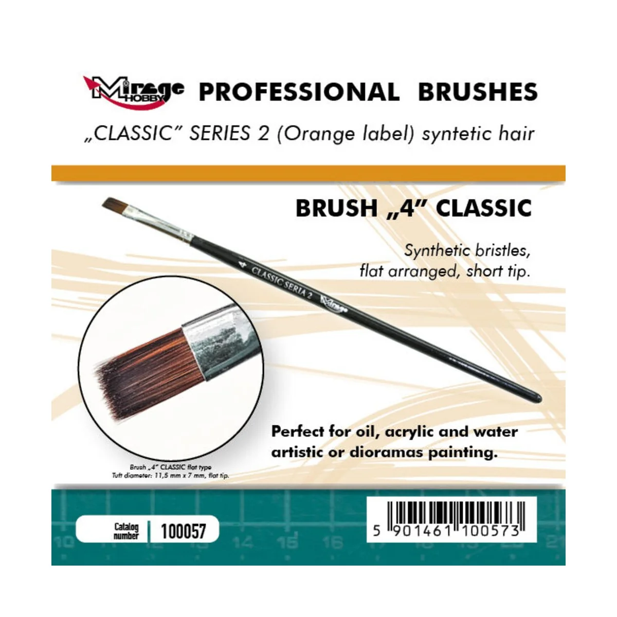 MIRAGE BRUSH FLAT HIGH QUALITY CLASSIC SERIES 2 size 4 - Mirage Hob...