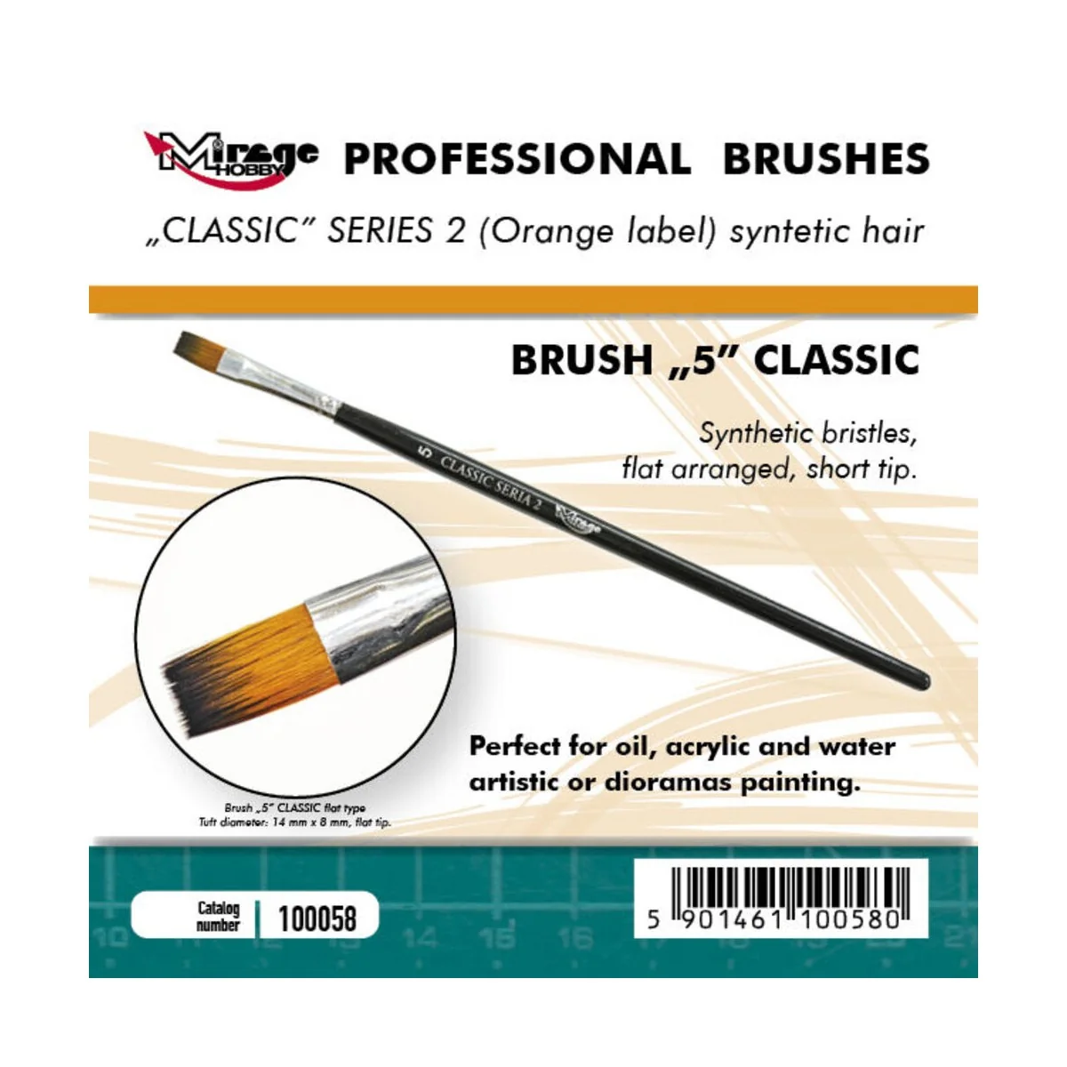 MIRAGE BRUSH FLAT HIGH QUALITY CLASSIC SERIES 2 size 5 - Mirage Hob...