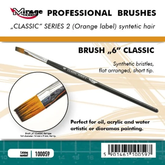 MIRAGE BRUSH FLAT HIGH QUALITY CLASSIC SERIES 2 size 6 - Mirage Hob...
