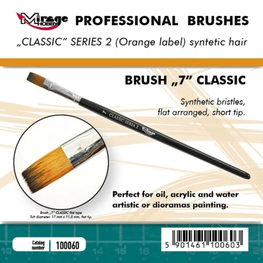 MIRAGE BRUSH FLAT HIGH QUALITY CLASSIC SERIES 2 size 7 - Mirage Hob...