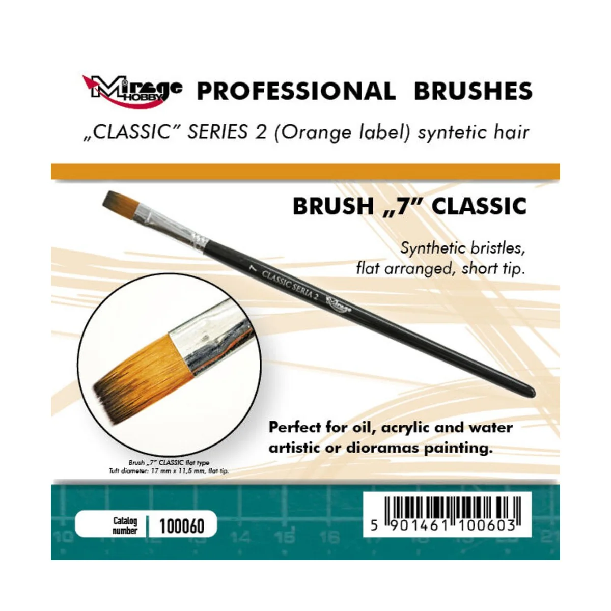 MIRAGE BRUSH FLAT HIGH QUALITY CLASSIC SERIES 2 size 7 - Mirage Hob...