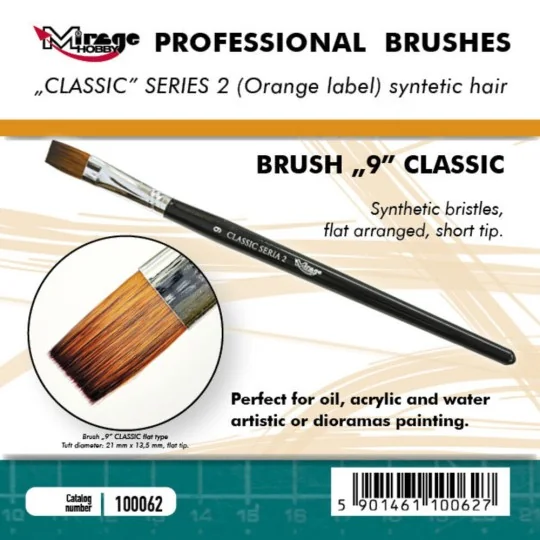 MIRAGE BRUSH FLAT HIGH QUALITY CLASSIC SERIES 2 size 9 - Mirage Hob...