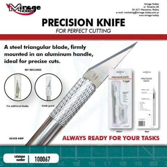 MIRAGE Precision Knife + 5 blades (SILVER) - Mirage Hobby 100067