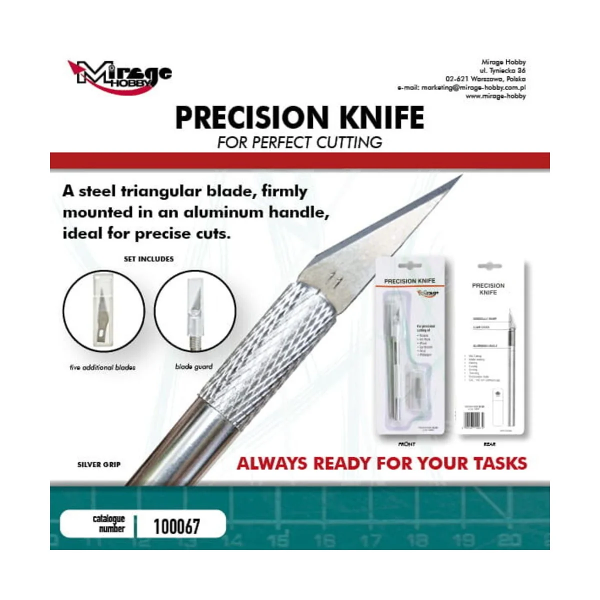 MIRAGE Precision Knife + 5 blades (SILVER) - Mirage Hobby 100067