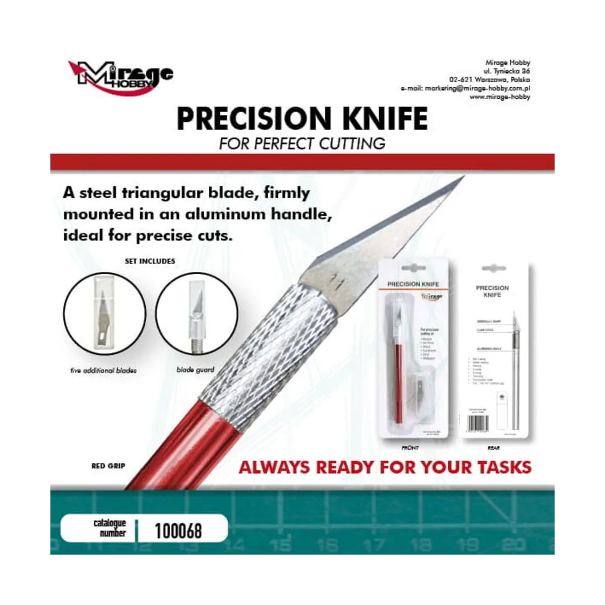 MIRAGE Precision Knife + 5 blades (RED) - Mirage Hobby 100068