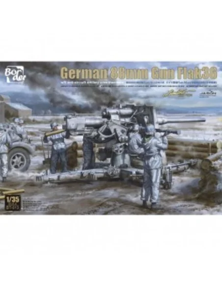 German 88mm Gun Flak 36 w/ 6 Crew Members, 1/35 - Border Model BT-013