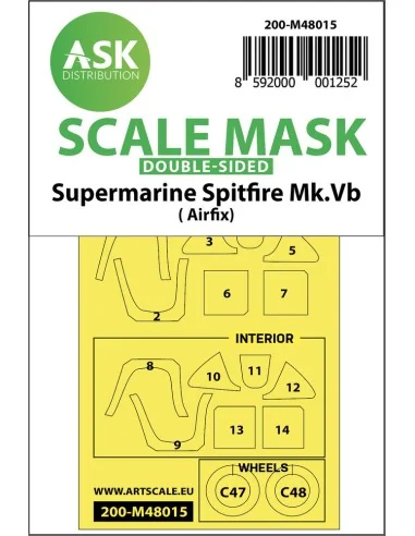 Spitfire Mk.Vb double-sided painting mask for Airfix, 1/48 - Art Sc...